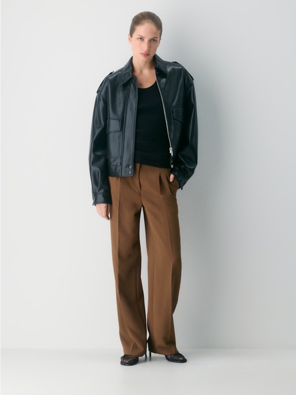 Aritzia Brown Wide-Leg Trousers